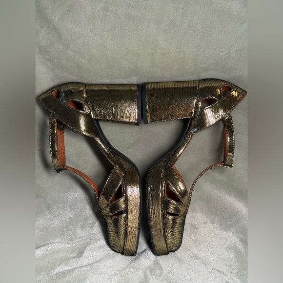 Esska Chaza Onyx Gold Leather Heeled Sandals size 40 (US 9) - Picture 6 of 9